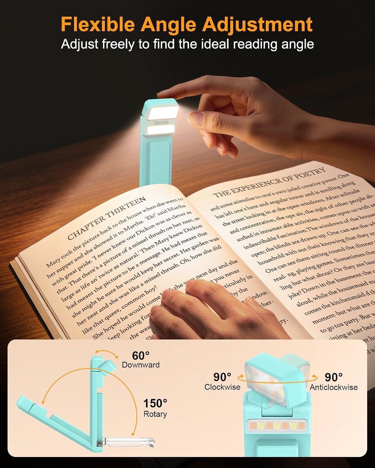 image:imageGritin 2026 Gen 3 Leselampe Buch Klemme mit 14 Augenpflege Vollspektrum LEDBlau
