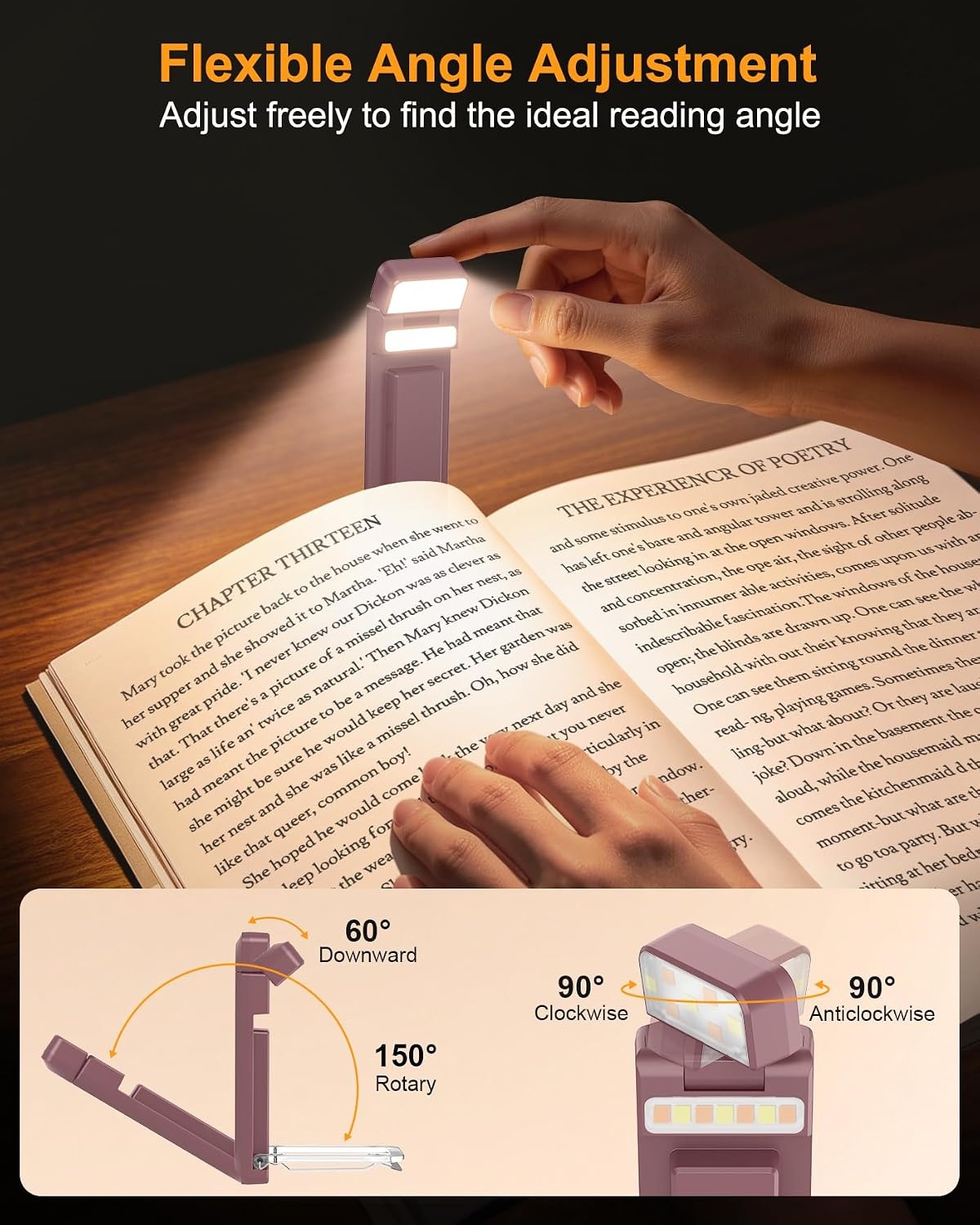 image:imageGritin 2026 Gen 3 Leselampe Buch Klemme mit 14 Augenpflege Vollspektrum LEDDunkelviolett