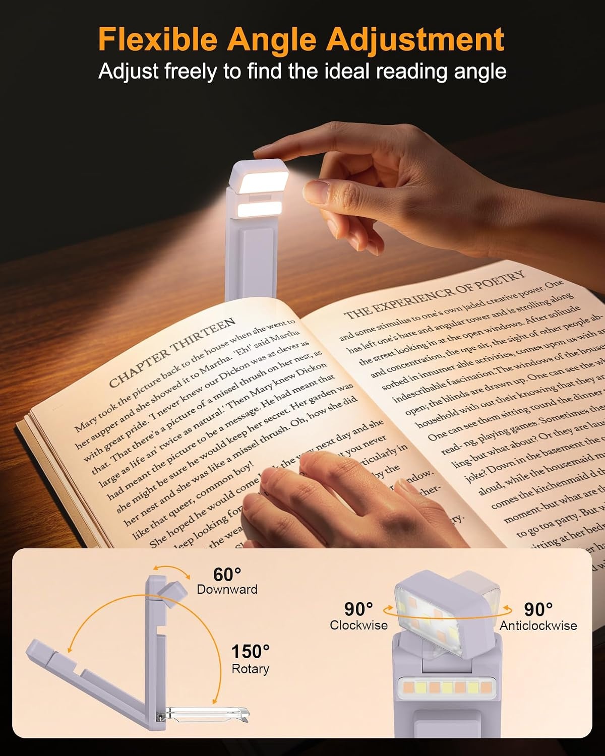 image:imageGritin 2026 Gen 3 Leselampe Buch Klemme mit 14 Augenpflege Vollspektrum LEDLila