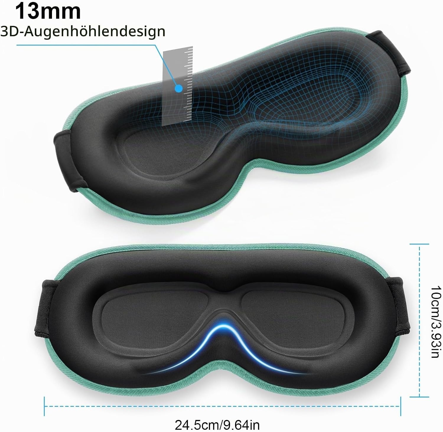 image:imageGritin 3D Schlafmaske fr Seitenschlfer Upgrade Atmungsaktive SchlafbrilleCyan