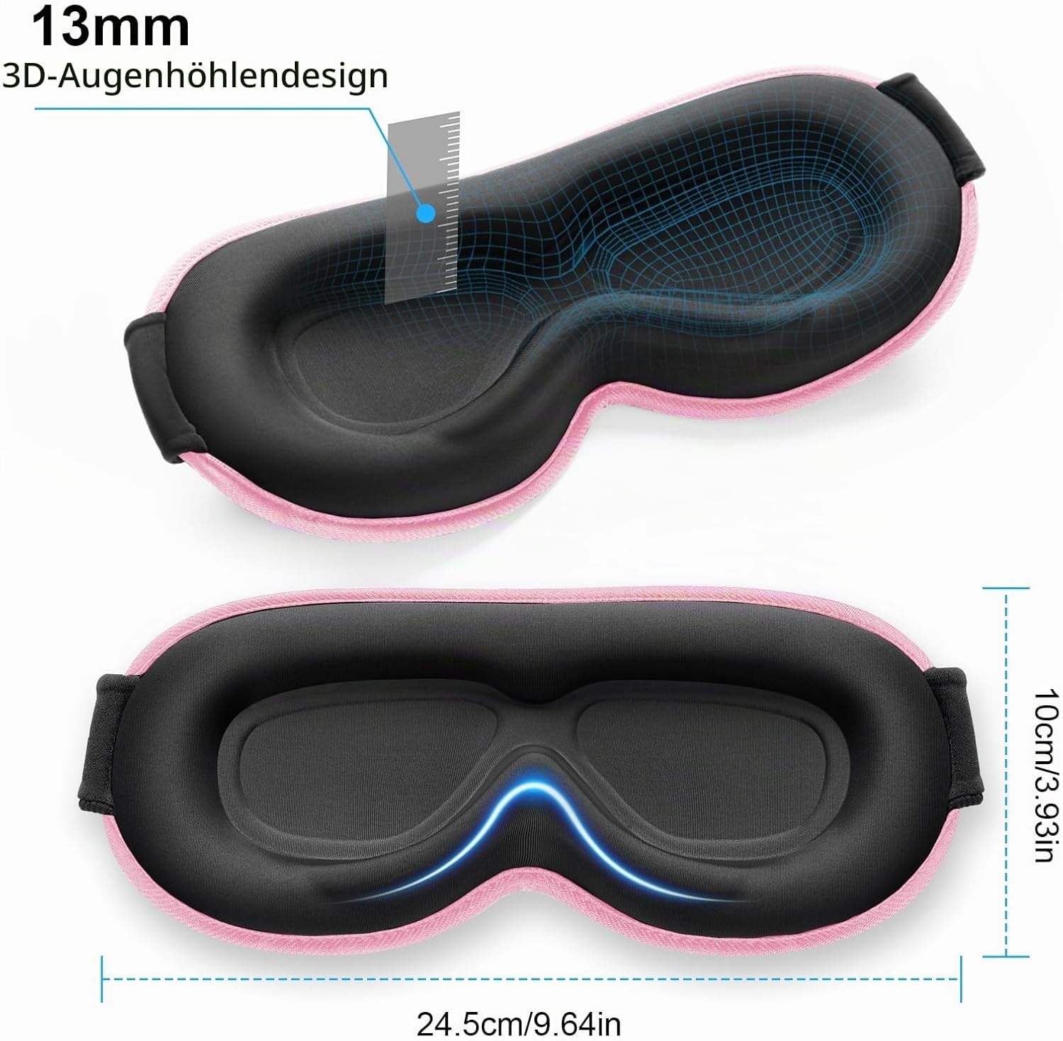 image:imageGritin 3D Schlafmaske fr Seitenschlfer Upgrade Atmungsaktive SchlafbrilleRosa