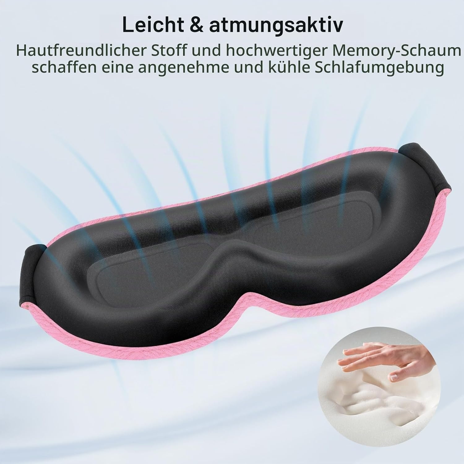 image:imageGritin 3D Schlafmaske fr Seitenschlfer Upgrade Atmungsaktive SchlafbrilleRosa