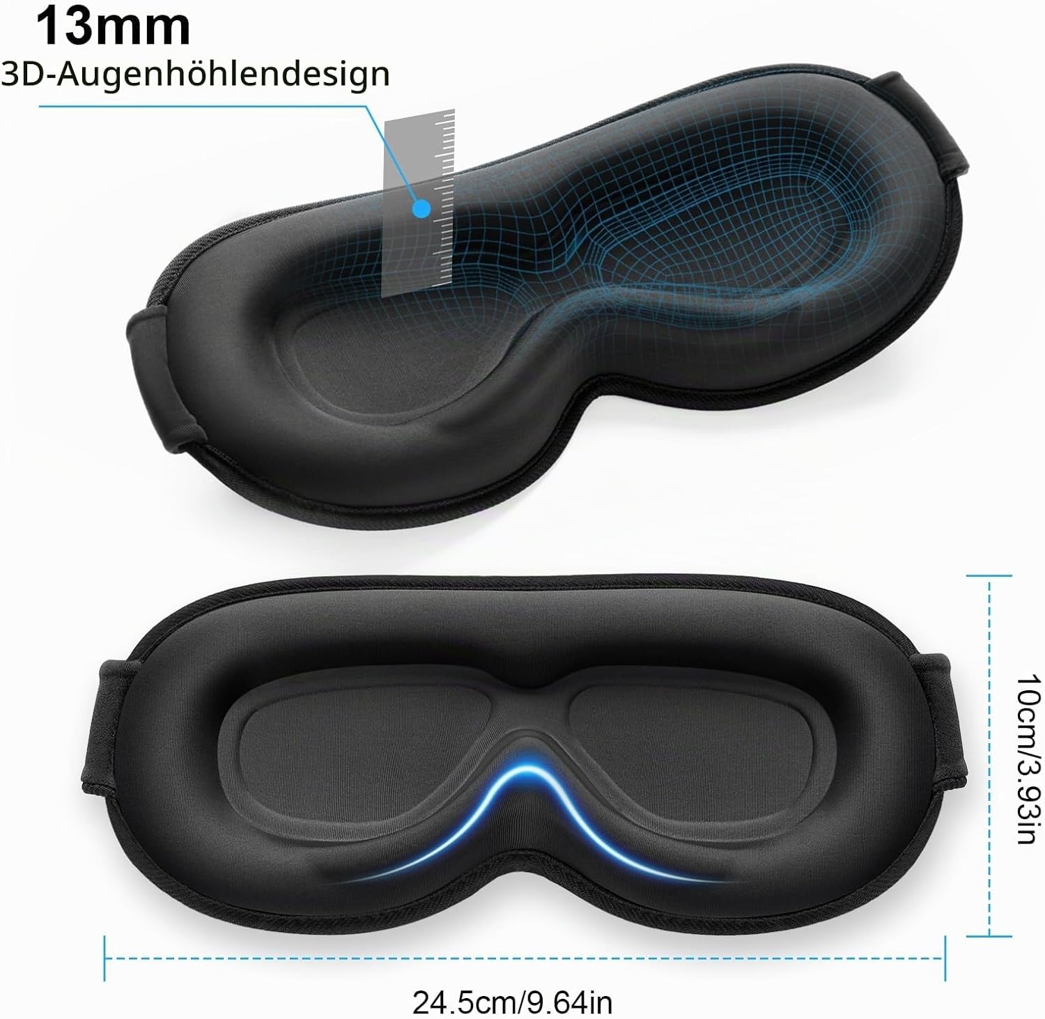 image:imageGritin 3D Schlafmaske fr Seitenschlfer Upgrade Atmungsaktive SchlafbrilleSchwarz