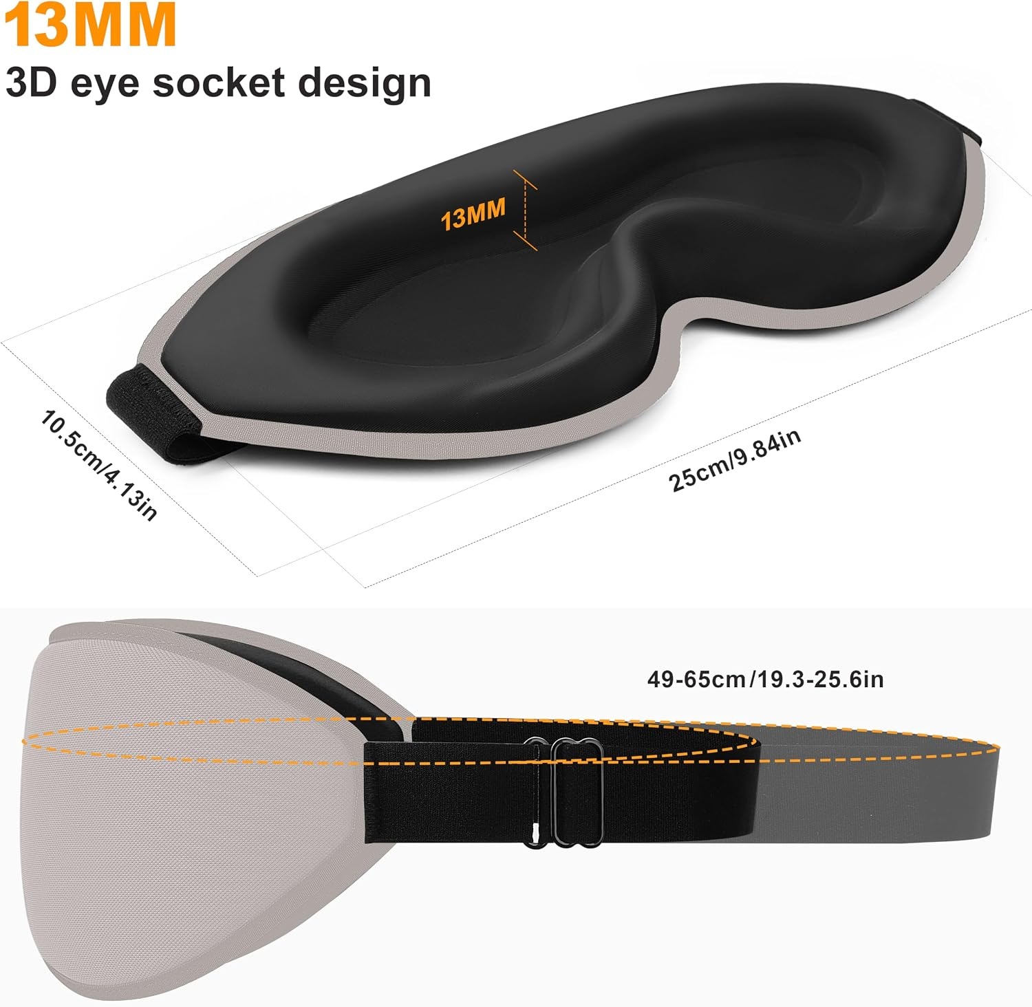 image:imageGritin 3D Schlafmaske fr Seitenschlfer Upgrade Augenmaske Herren amp FrauenLichtgrau