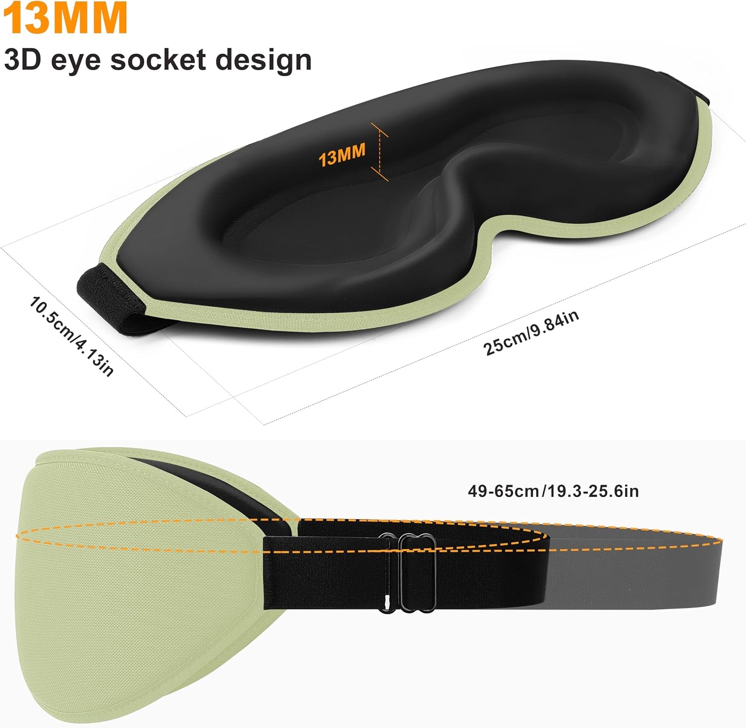 image:imageGritin 3D Schlafmaske fr Seitenschlfer Upgrade Augenmaske Herren amp FrauenLichtgrn