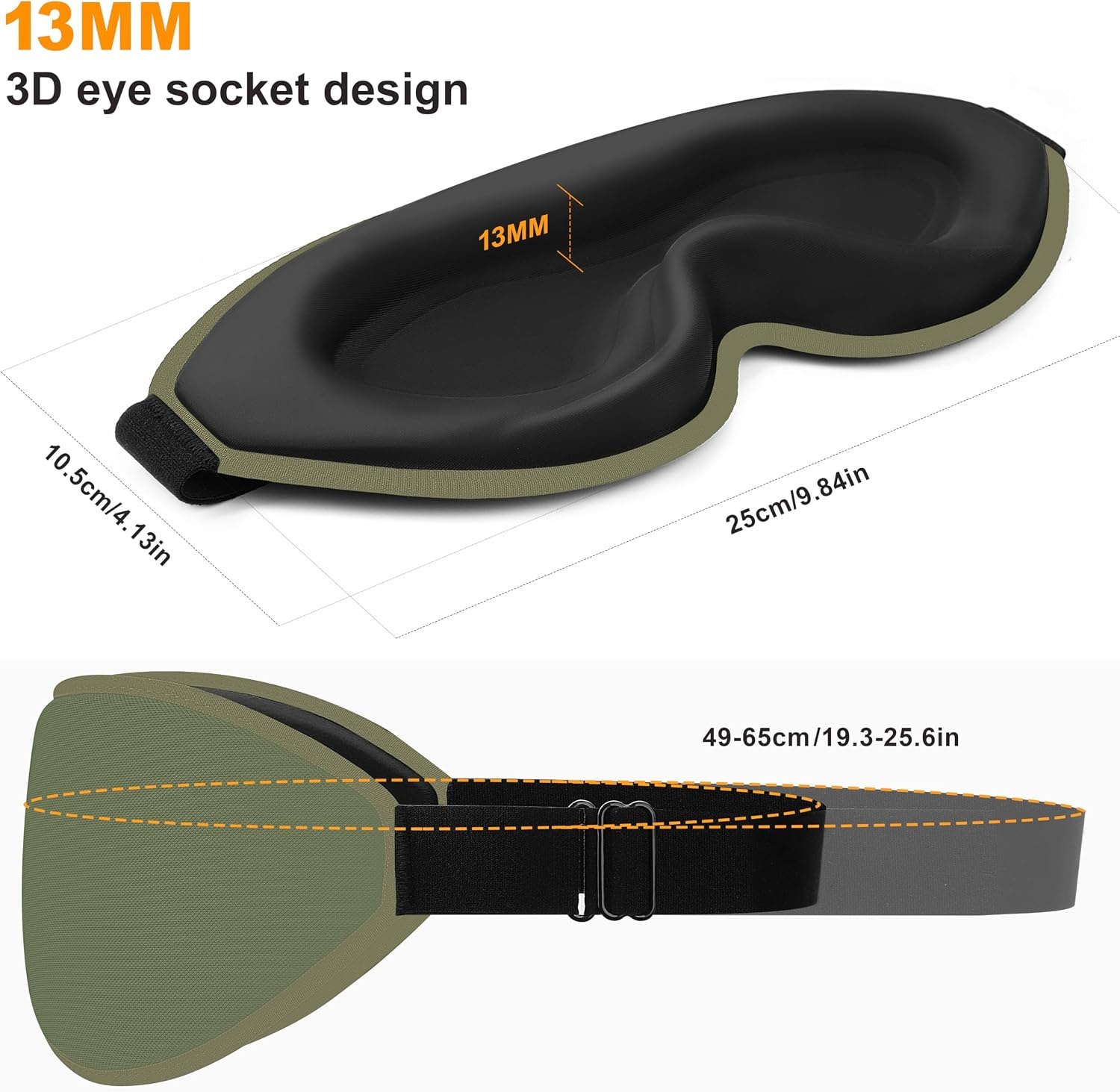 image:imageGritin 3D Schlafmaske fr Seitenschlfer Upgrade Augenmaske Herren amp FrauenOlivgrn