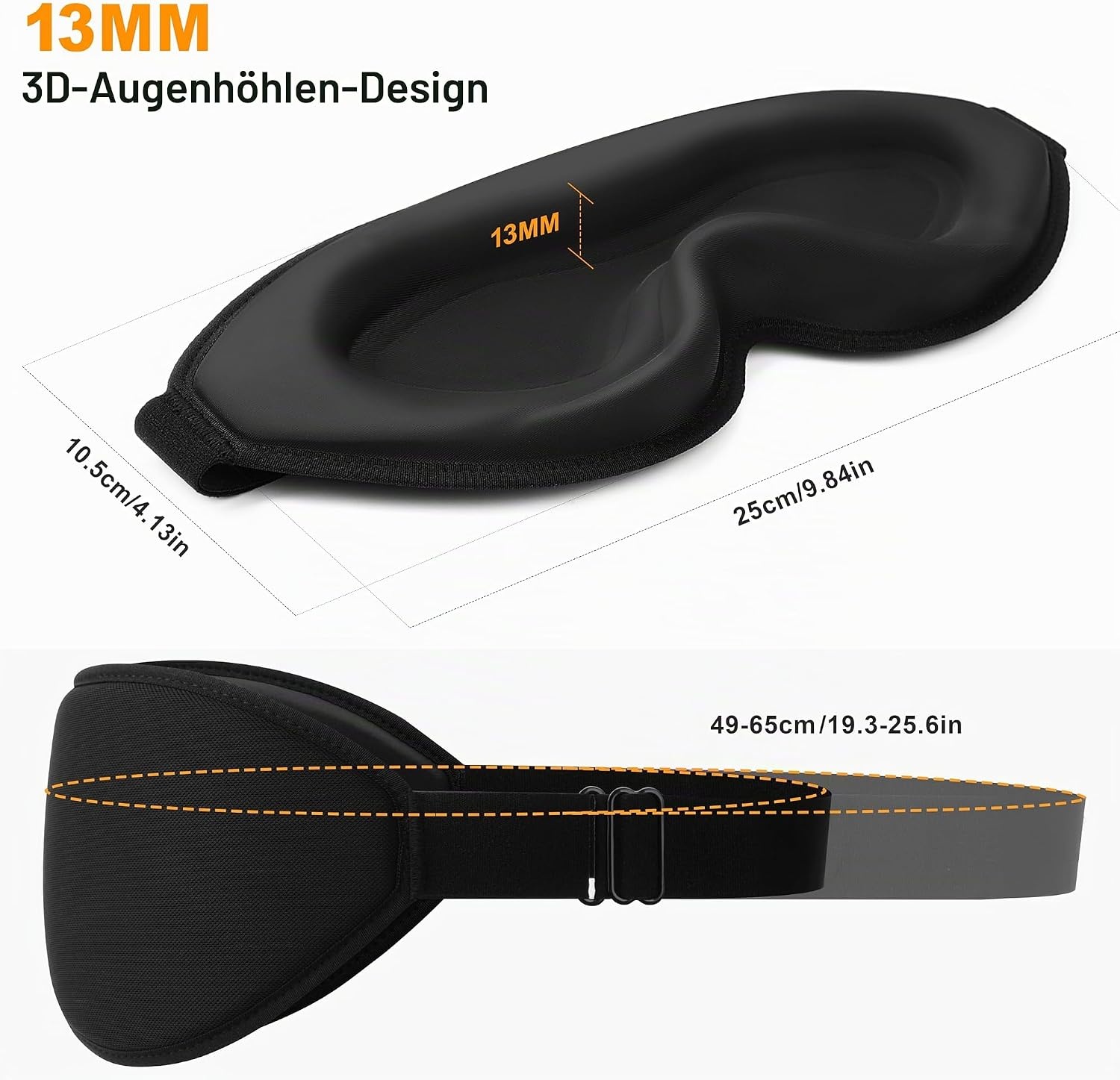 image:imageGritin 3D Schlafmaske fr Seitenschlfer Upgrade Augenmaske Herren amp FrauenSchwarz