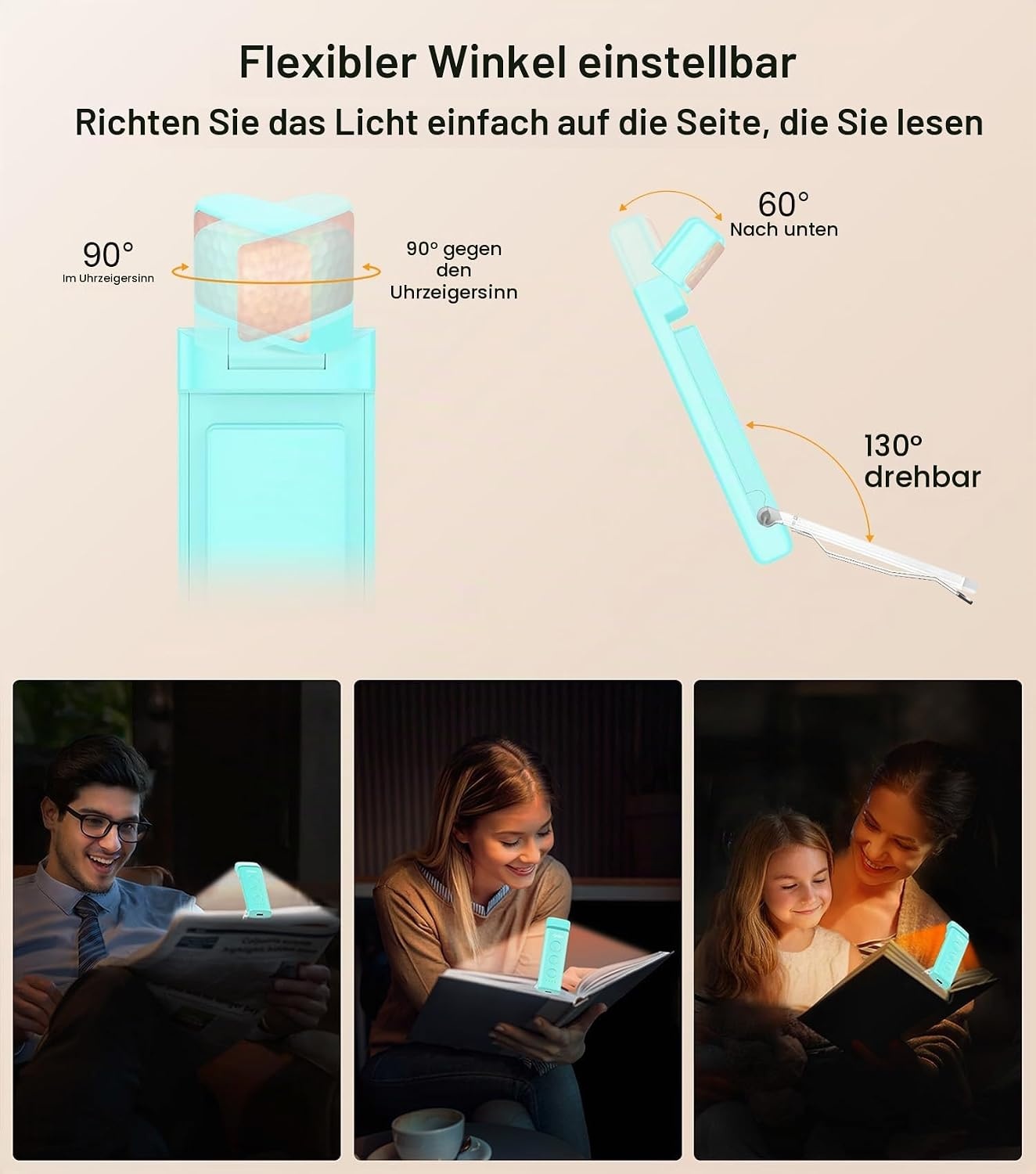 image:imageGritin Leselampe Buch Klemme Aufladbare Buchlampe Augenschonend LeselichtBlau