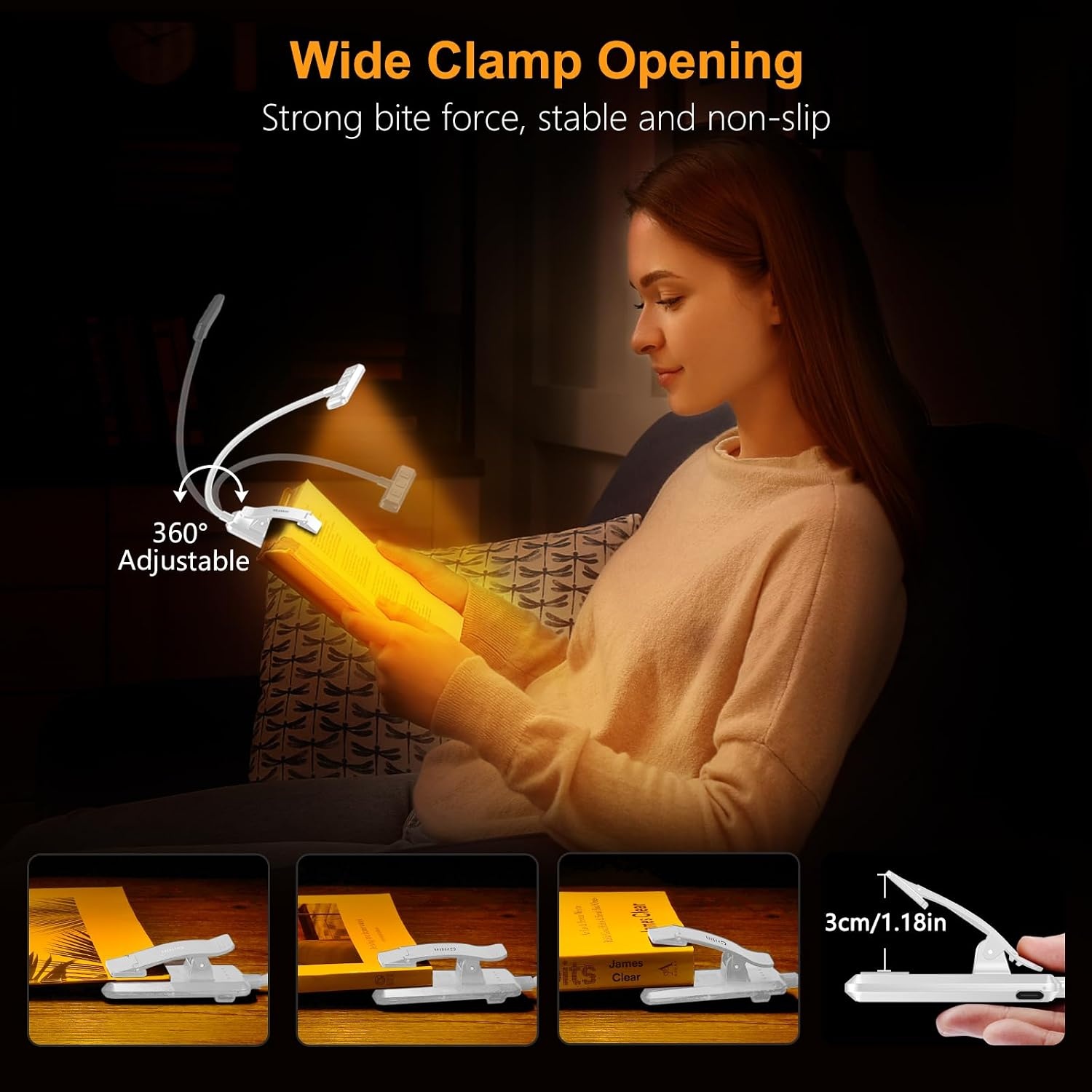 image:imageGritin Leselampe Buch Klemme USB Aufladbare Buchlampe mit 19 LEDs 2 StckWei