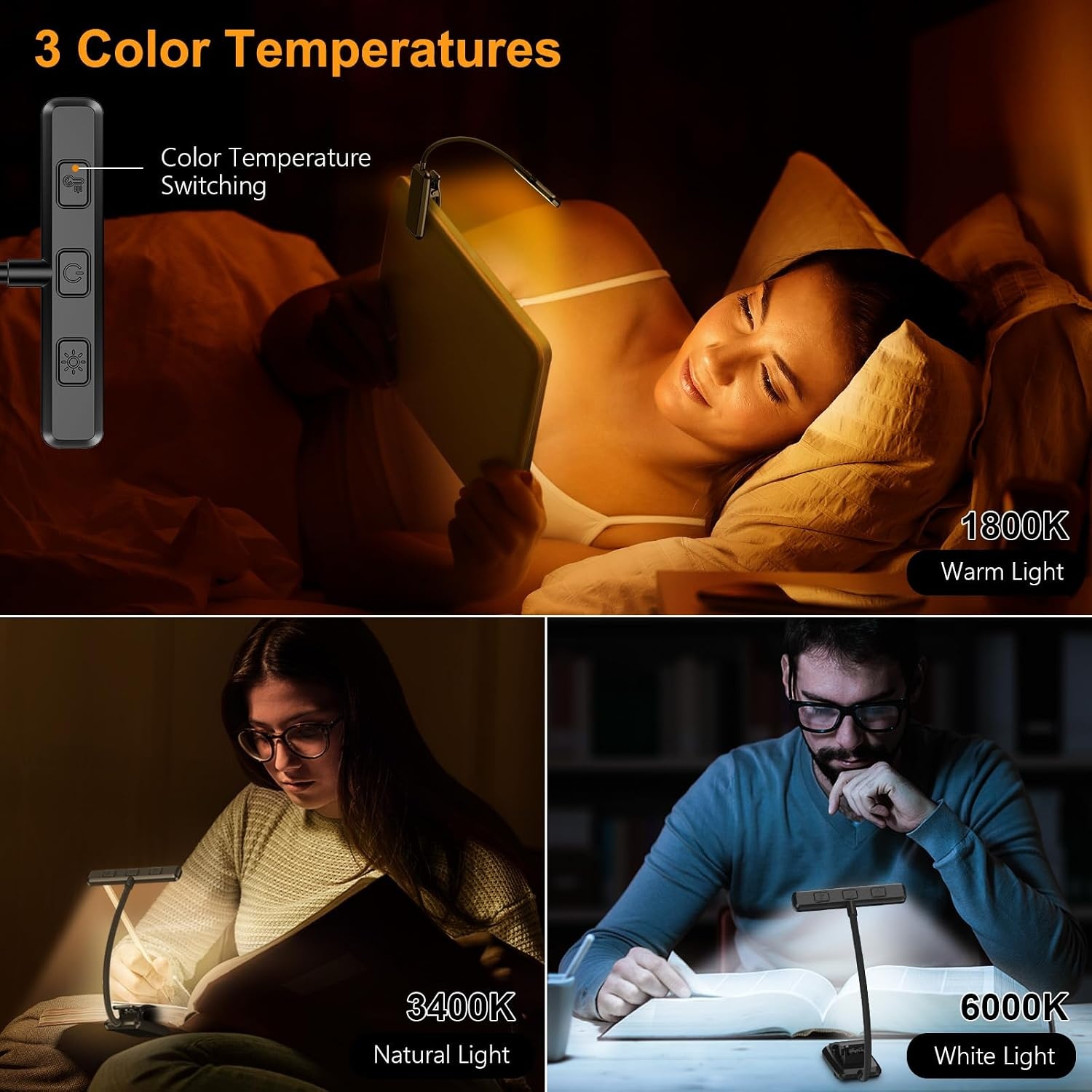 image:imageGritin Leselampe Buch Klemme USB Aufladbare Buchlampe mit 19 LEDsSchwarz