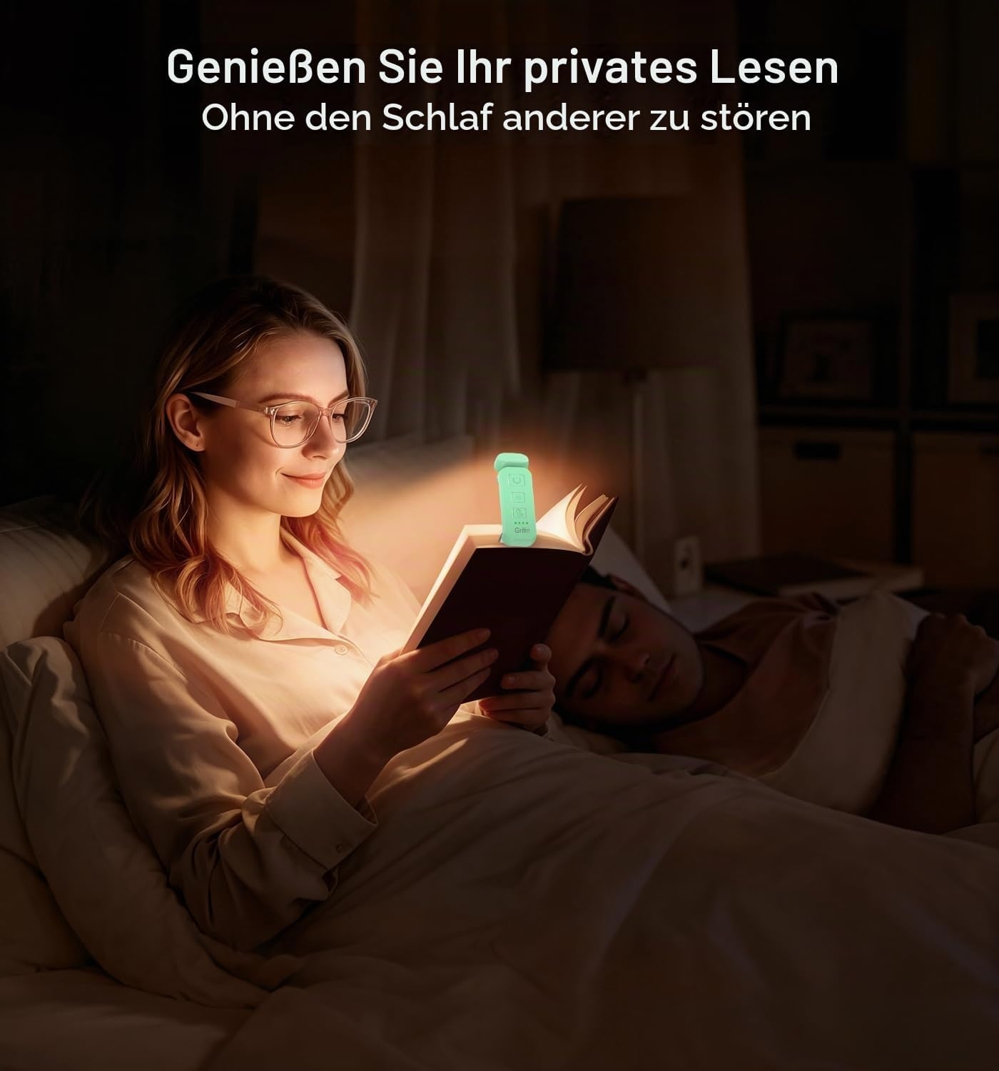 image:imageGritin Leselampe Buch Klemme Wiederaufladbare Buchlampe mit 7 LEDsCyan