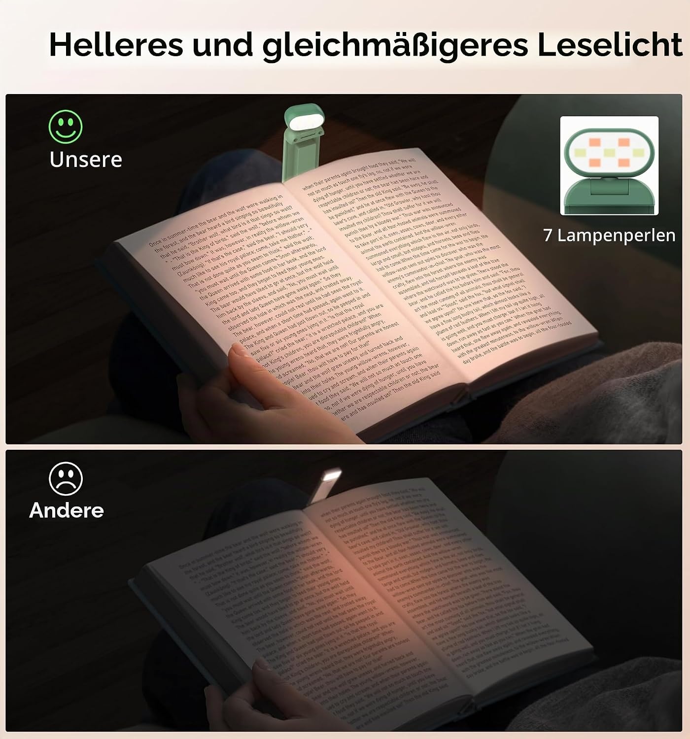 image:imageGritin Leselampe Buch Klemme Wiederaufladbare Buchlampe mit 7 LEDsDunkelgrn