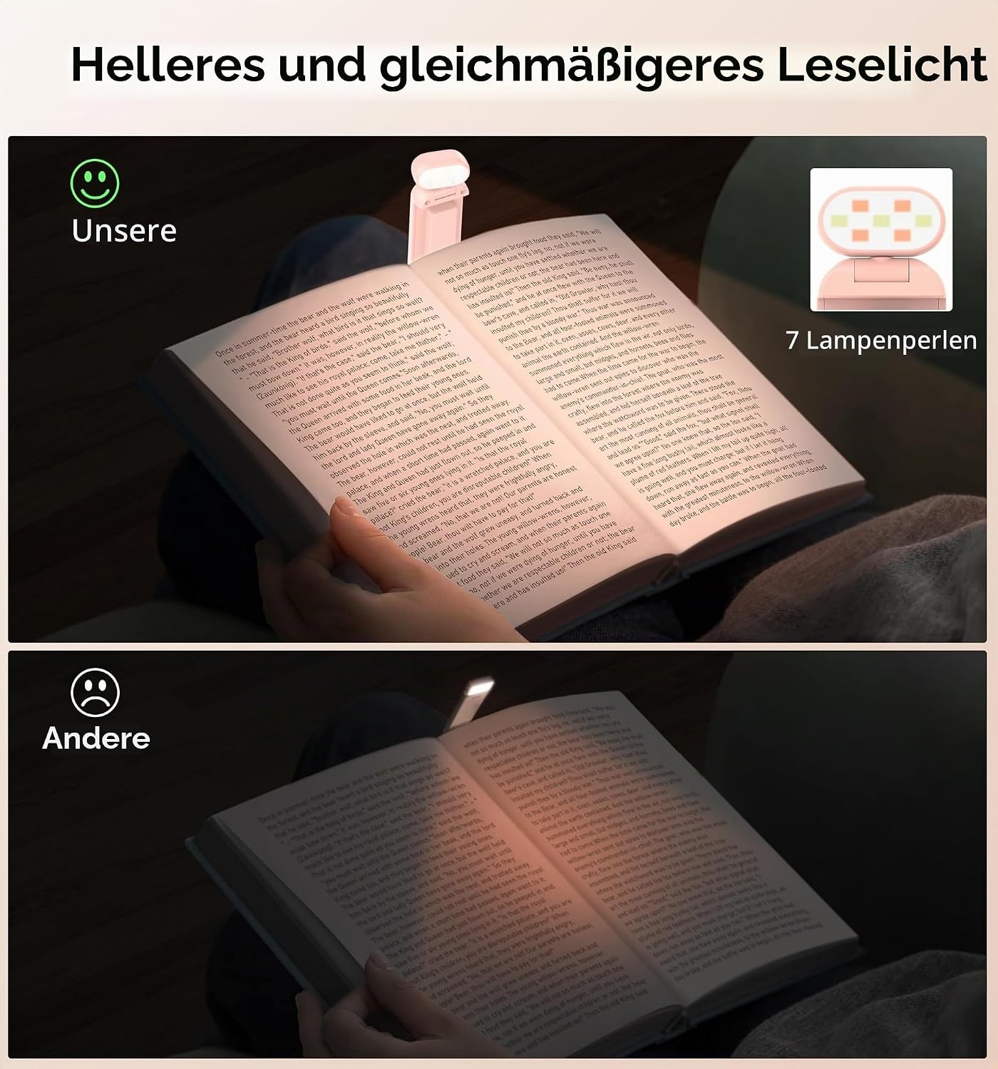 image:imageGritin Leselampe Buch Klemme Wiederaufladbare Buchlampe mit 7 LEDsPink