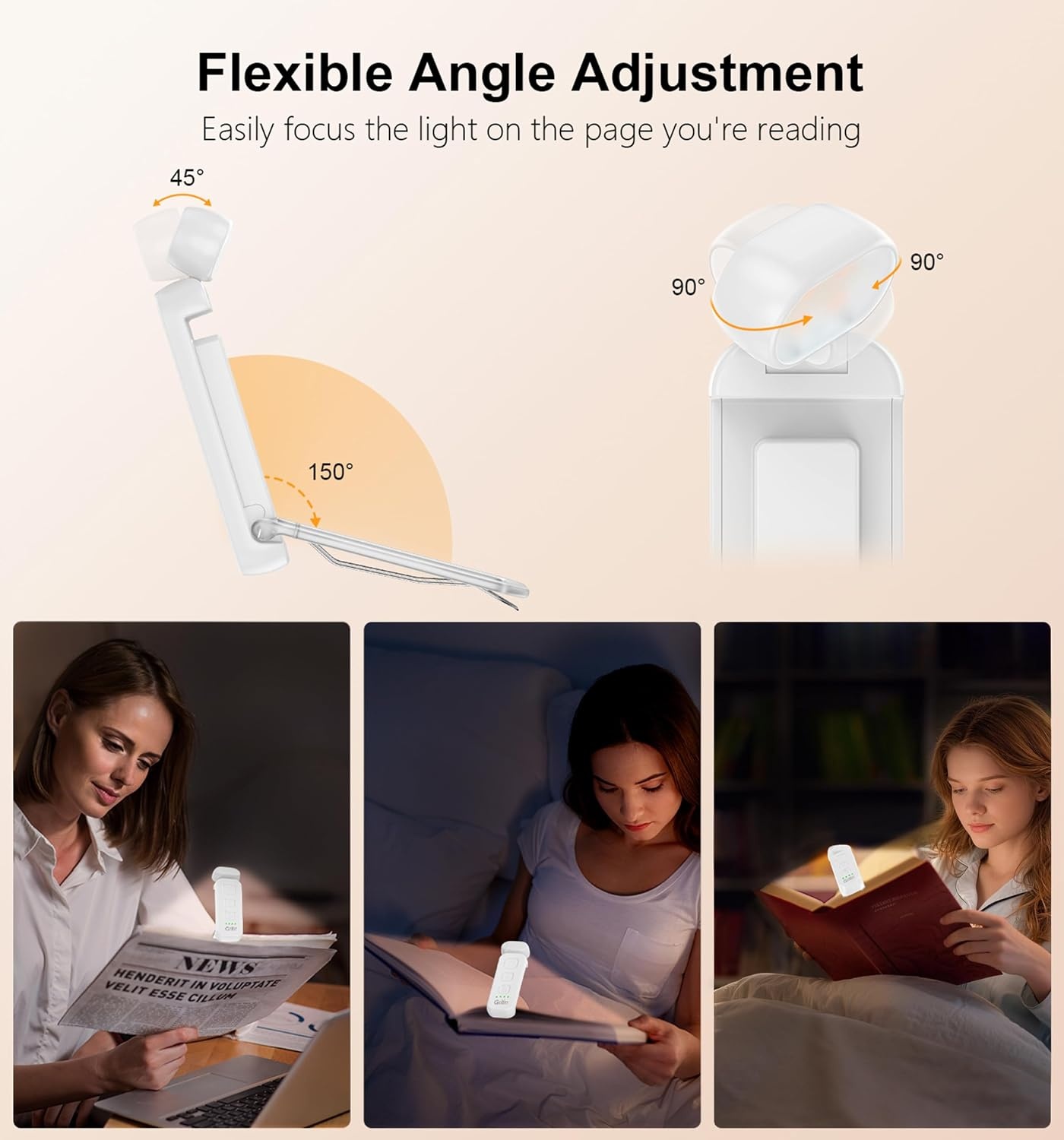 image:imageGritin Leselampe Buch Klemme Wiederaufladbare Buchlampe mit 7 LEDsWei