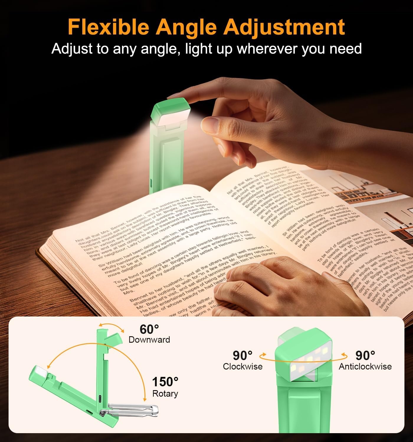 image:imageGritin Leselampe Buch Klemme mit Taschenlampe 1000mAh Buchlampe AufladbarGrn