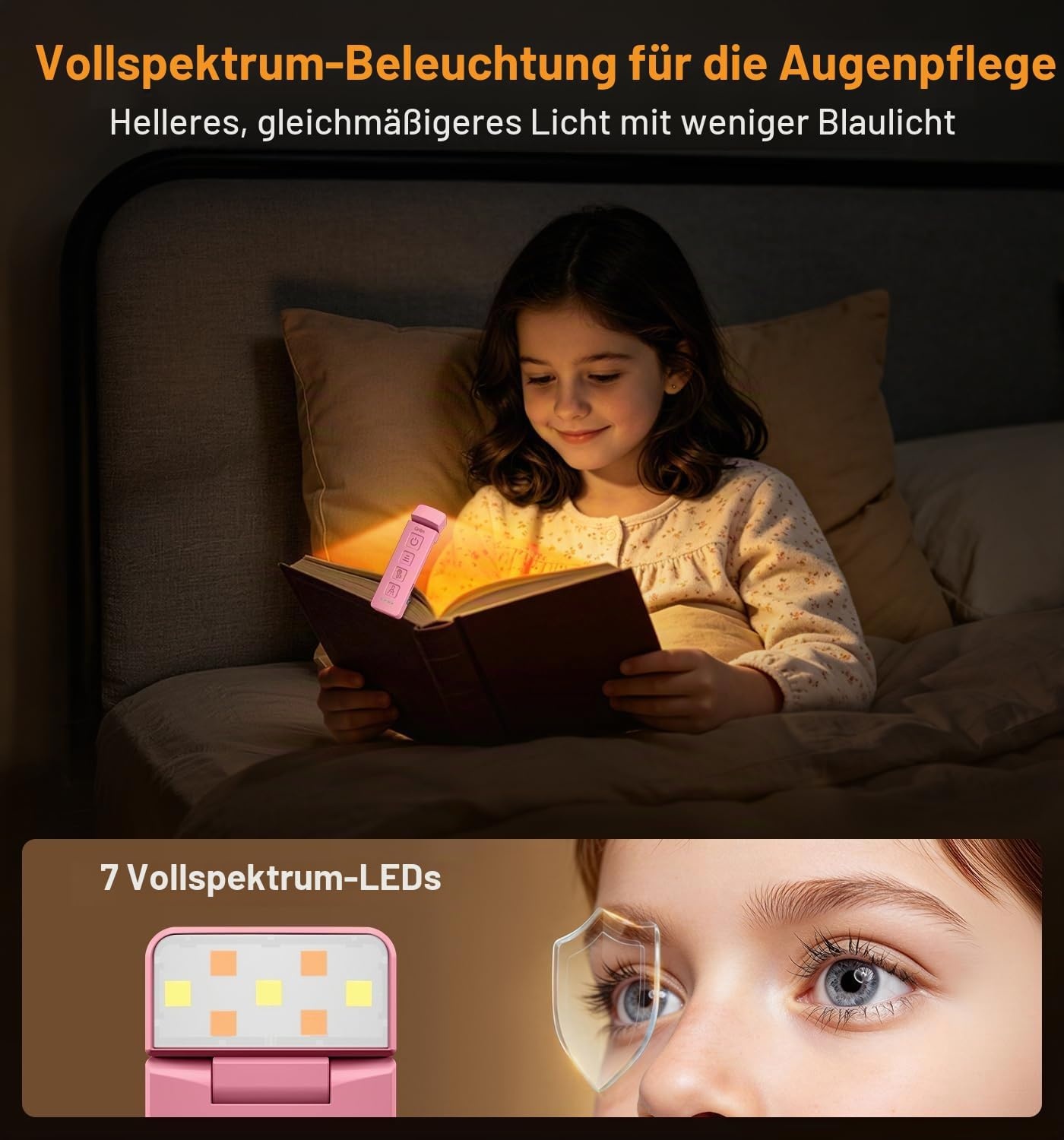 image:imageGritin Leselampe Buch Klemme mit Taschenlampe 1000mAh Buchlampe AufladbarRose