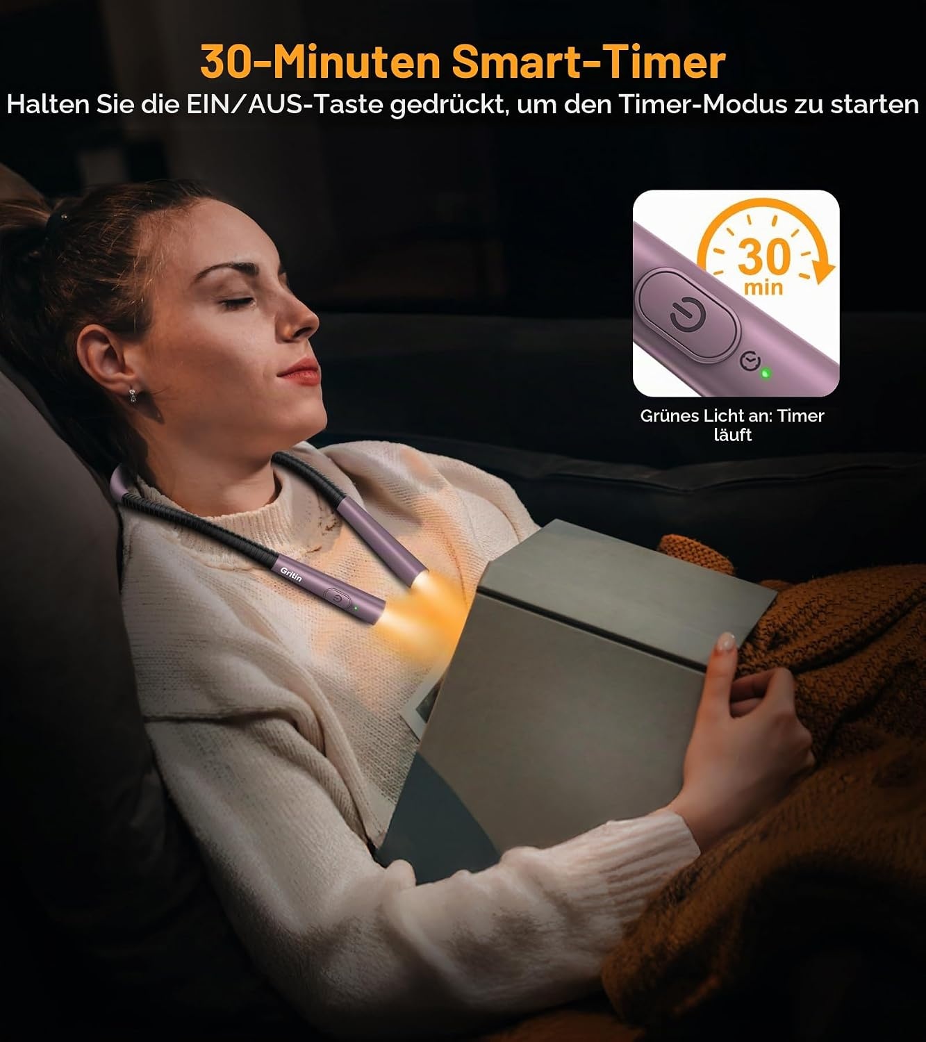 image:imageGritin Leselampe Hals Buchlampe 4 Farben amp 5 Helligkeit Stufenlos DimmbarNachtviolett