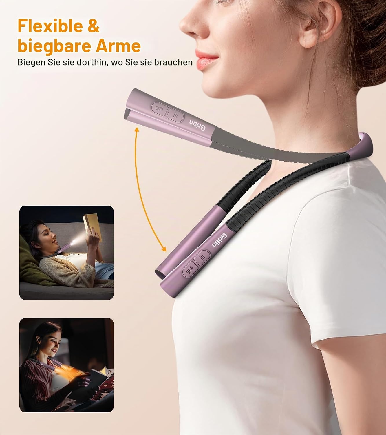 image:imageGritin Leselampe Hals Buchlampe 4 Farben amp 5 Helligkeit Stufenlos DimmbarNachtviolett