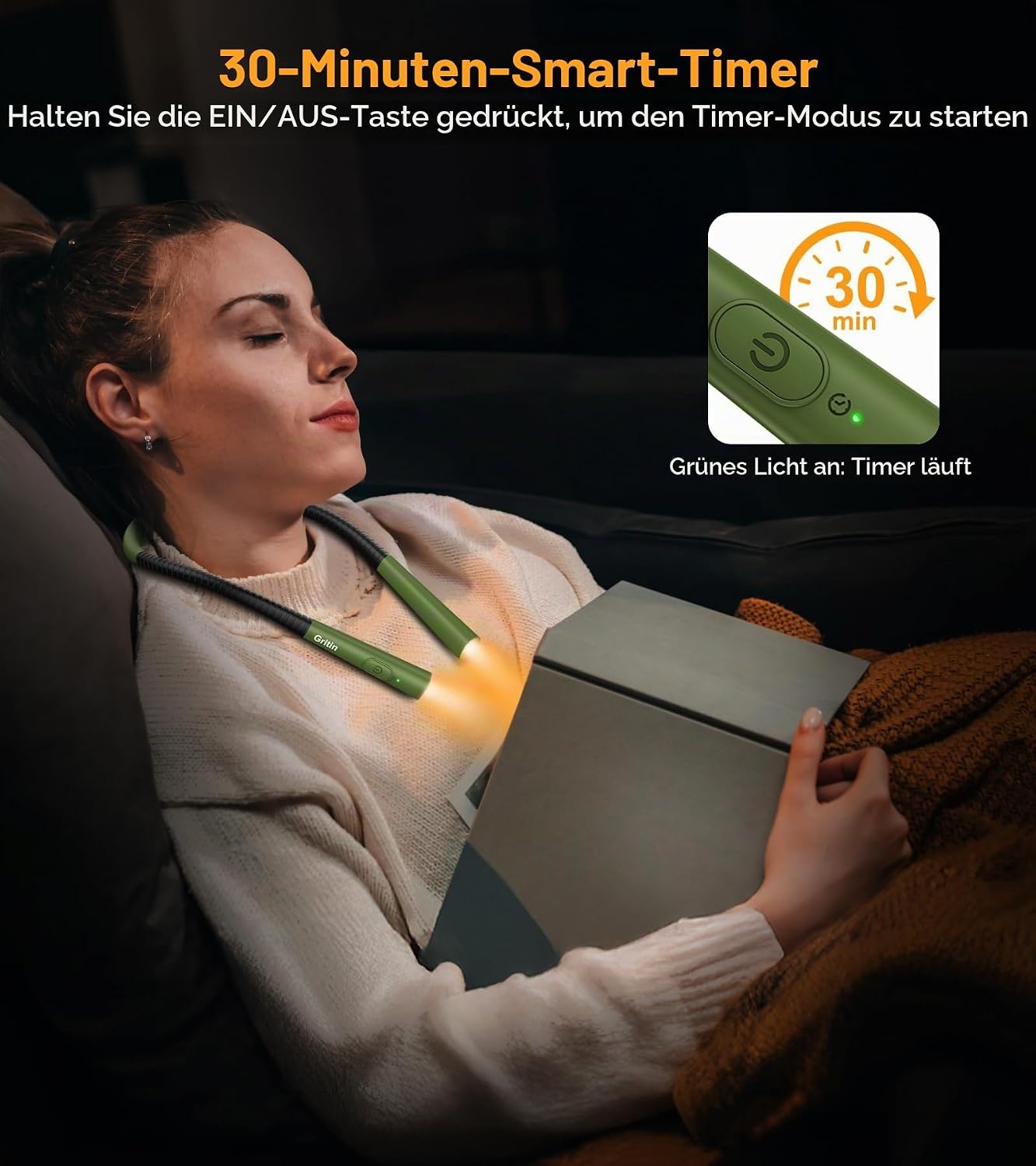 image:imageGritin Leselampe Hals Buchlampe 4 Farben amp 5 Helligkeit Stufenlos DimmbarTiefgrn