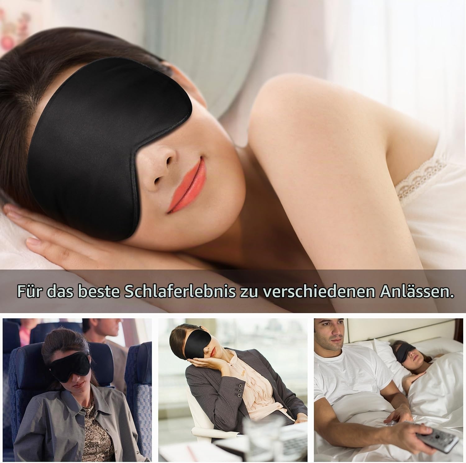 image:imageGritin Schlafmaske aus Seide Lichtblockierende Augenmaske NachtmaskeShcwarz