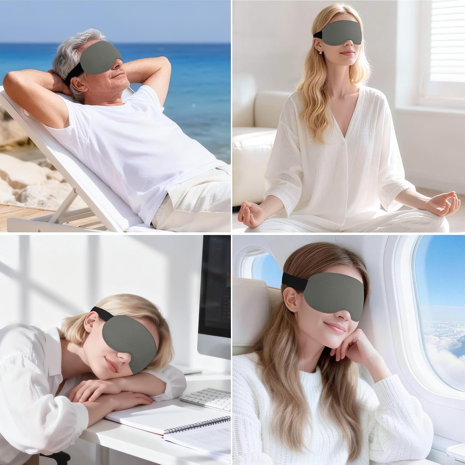 image:imageGritin Schlafmaske fr Seitenschlfer Herren amp Damen Bequem 3D SchlafbrilleHellgrau