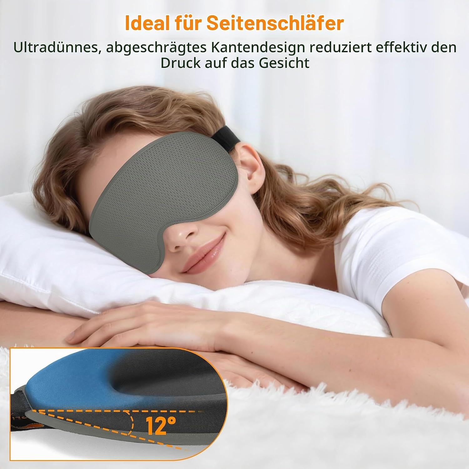 image:imageGritin Schlafmaske fr Seitenschlfer Herren amp Damen Bequem 3D SchlafbrilleHellgrau