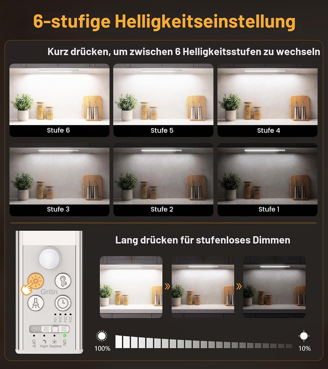 image:imageGritin Schrankbeleuchtung Unterbauleuchte Kche mit Torch 373 cm2er PackSilber