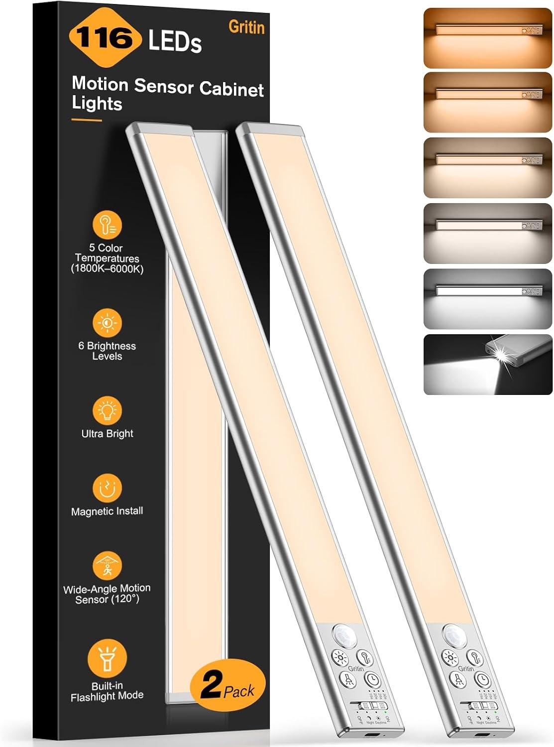 image:imageGritin Schrankbeleuchtung Unterbauleuchte Kche mit Torch 373 cm2er PackSilber