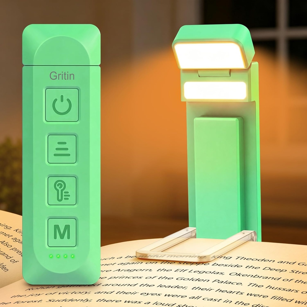 image:imageGritin 2026 Gen 3 Leselampe Buch Klemme mit 14 Augenpflege Vollspektrum LEDTrkisgrn