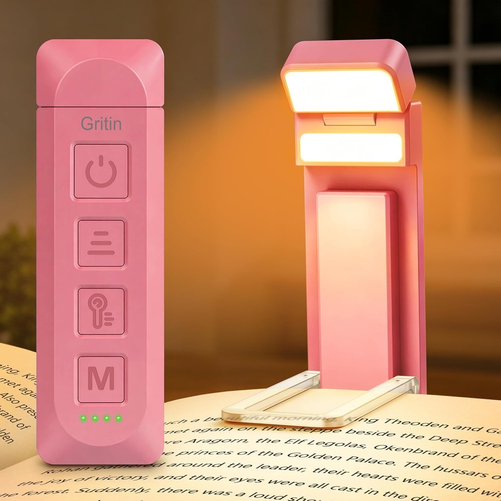 image:imageGritin 2026 Gen 3 Leselampe Buch Klemme mit 14 Augenpflege Vollspektrum LEDWarmrosa