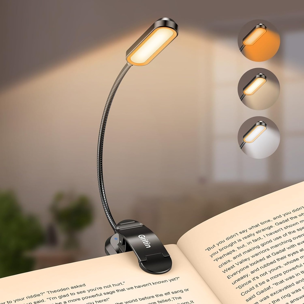 image:imageGritin Leselampe Buch Klemme mit 11 LEDs LED Buchlampe Aufladbarschwarz