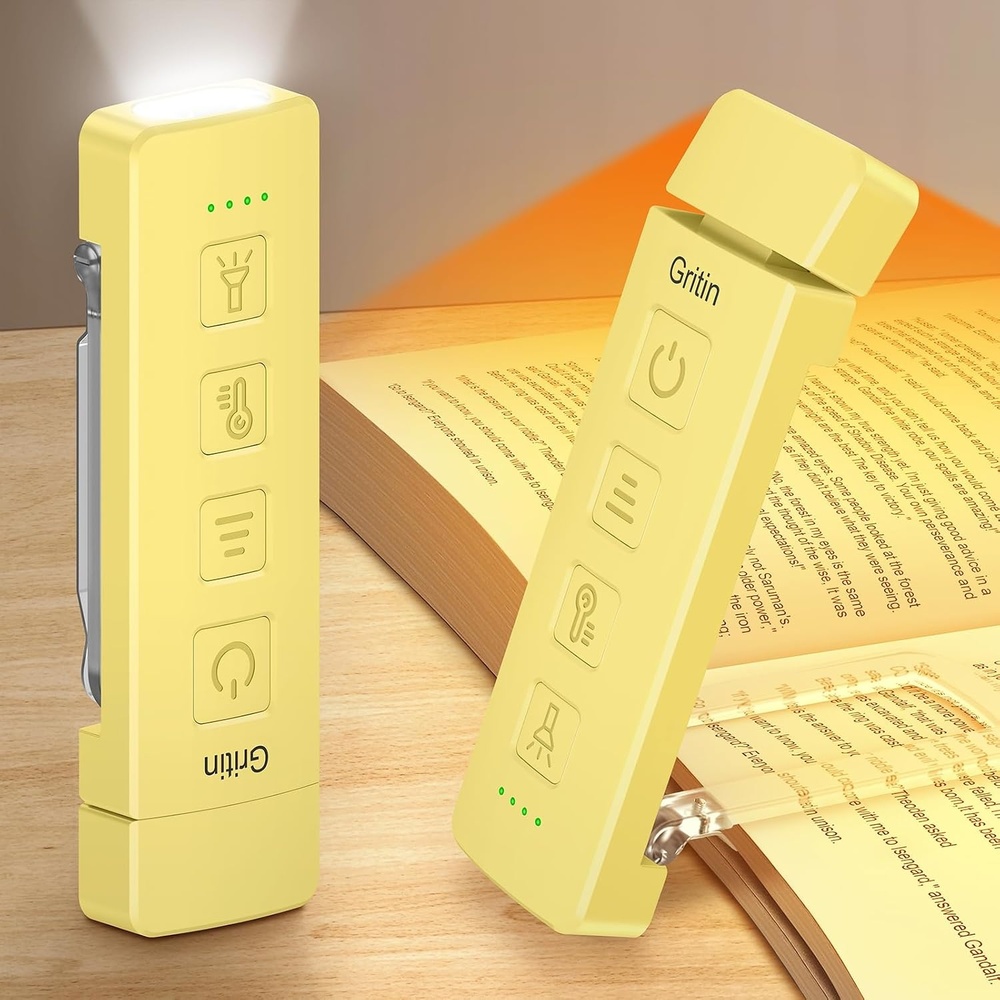 image:imageGritin Leselampe Buch Klemme mit Taschenlampe 1000mAh Buchlampe AufladbarCremegelb