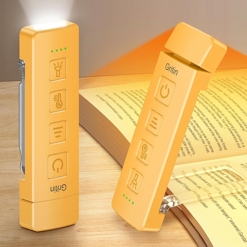 image:imageGritin Leselampe Buch Klemme mit Taschenlampe 1000mAh Buchlampe AufladbarKaramellorange