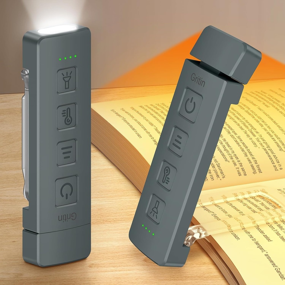 image:imageGritin Leselampe Buch Klemme mit Taschenlampe 1000mAh Buchlampe AufladbarMeeresblau