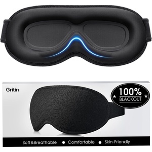 Gritin 3D Schlafmaske für Seitenschläfer Upgrade Atmungsaktive Schlafbrille(Schwarz)
