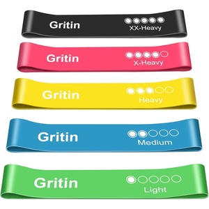 Gritin Fitnessbänder Widerstandsbänder mit 5 Stufen(Grün + Blau + Gelb + Pink + Schwarz)