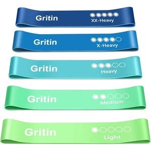 Gritin Fitnessbänder Widerstandsbänder mit 5 Stufen(Grün + Blau)