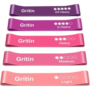 Gritin Fitnessbänder Widerstandsbänder mit 5 Stufen(Lila + Pink)