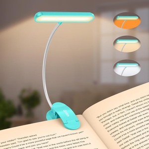 Gritin Leselampe Buch Klemme 19 LEDs, Aufladbare Buchlampe mit 3 Lichtfarbe(Blau)