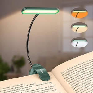 Gritin Leselampe Buch Klemme 19 LEDs, Aufladbare Buchlampe mit 3 Lichtfarbe(Dunkelgrün)