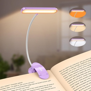 Gritin Leselampe Buch Klemme 19 LEDs, Aufladbare Buchlampe mit 3 Lichtfarbe(Lila)