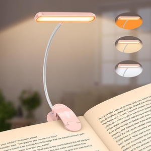 Gritin Leselampe Buch Klemme 19 LEDs, Aufladbare Buchlampe mit 3 Lichtfarbe(Rosa)