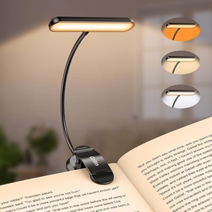 Gritin Leselampe Buch Klemme 19 LEDs, Aufladbare Buchlampe mit 3 Lichtfarbe(Schwarz)