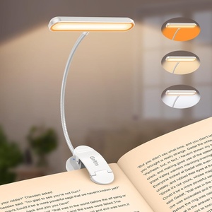 Gritin Leselampe Buch Klemme 19 LEDs, Aufladbare Buchlampe mit 3 Lichtfarbe(Weiß)