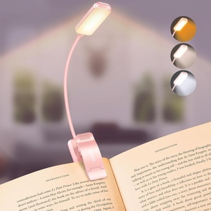Gritin Leselampe Buch Klemme, Stufenlos Dimmbar Buchlampe(Rosa)