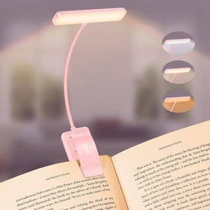 Gritin Leselampe Buch Klemme, USB Aufladbare Buchlampe mit 19 LEDs- 2 Stück(Rosa)