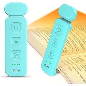 Gritin Leselampe Buch Klemme, Wiederaufladbare Buchlampe mit 7 LEDs(Blau)