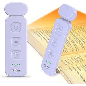 Gritin Leselampe Buch Klemme, Wiederaufladbare Buchlampe mit 7 LEDs(Lila)
