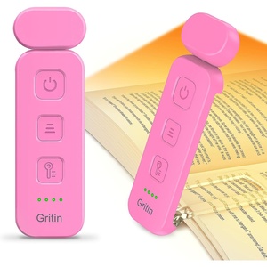 Gritin Leselampe Buch Klemme, Wiederaufladbare Buchlampe mit 7 LEDs(Rosenrot)