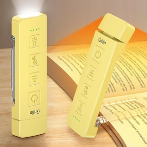 Gritin Leselampe Buch Klemme mit Taschenlampe, 1000mAh Buchlampe Aufladbar(Cremegelb)